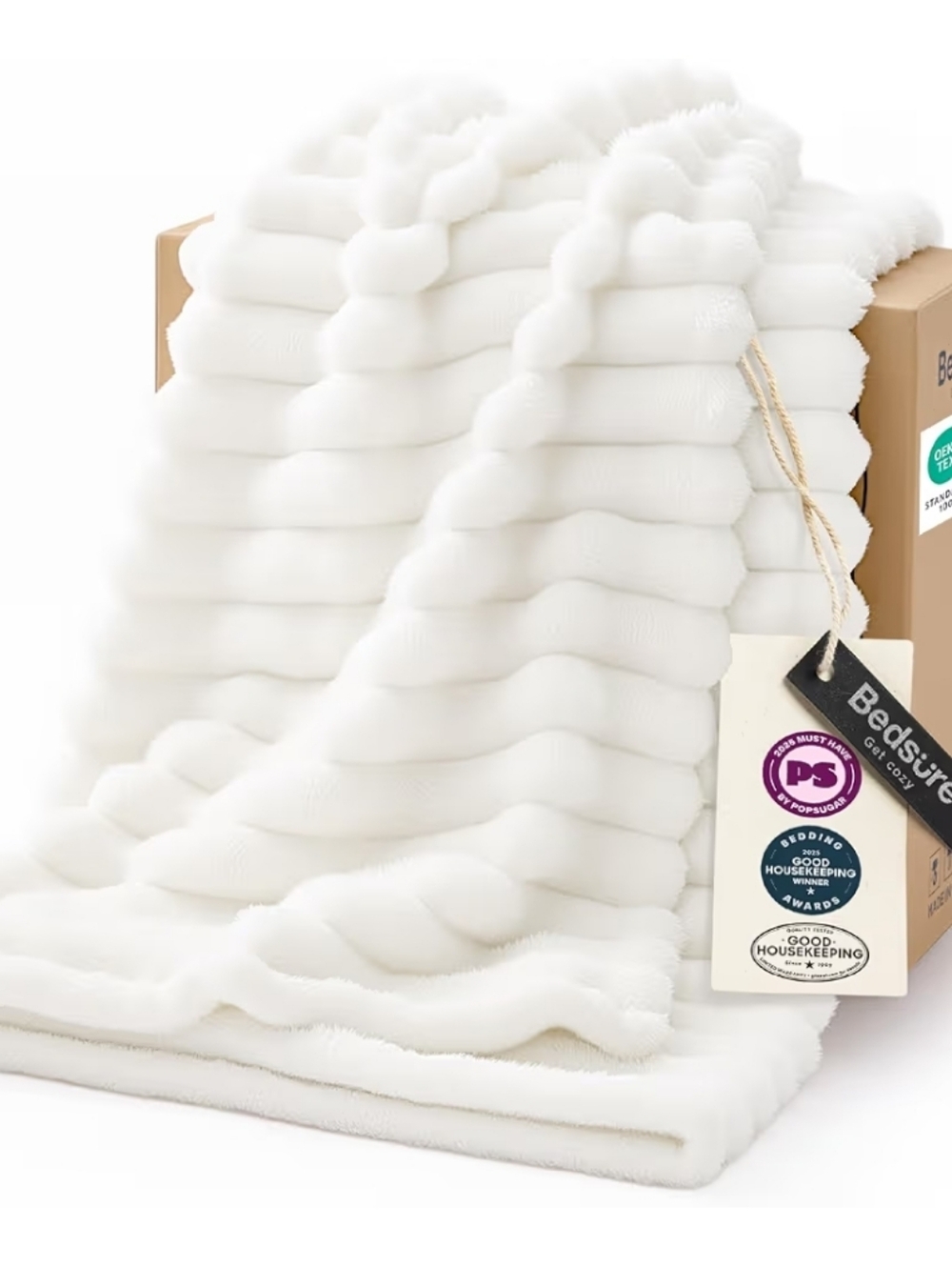 Bedsure Gentle Soft White Throw Blanket Mothers Gifts Day NEW